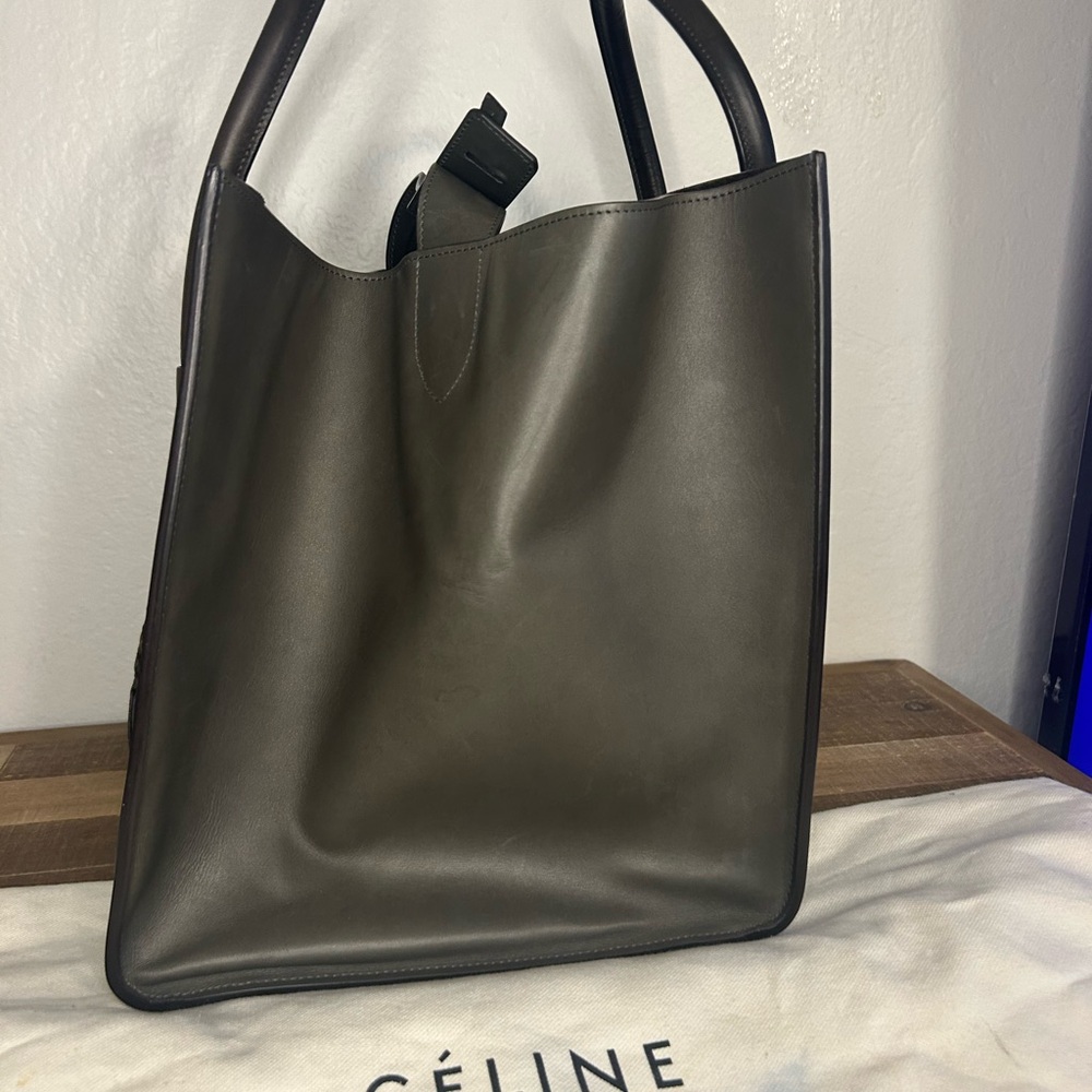 Celine Dark Gray Leather Tote - Picture 8 of 11